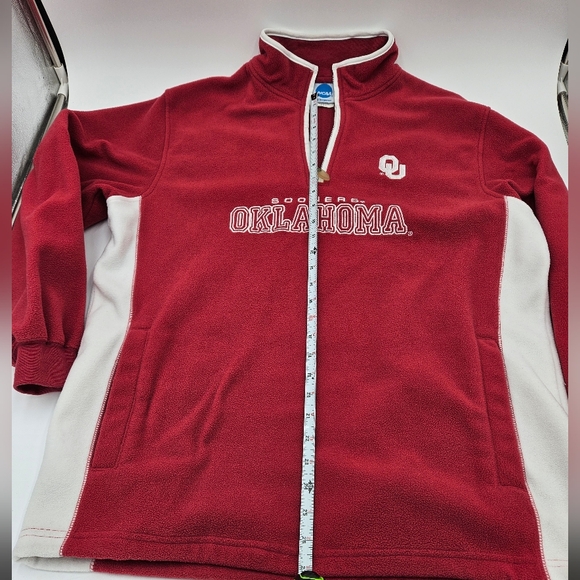 Vintage NCAA Red OU Oklahoma Sooners 1/4 Zip Pullover Fleece 2 Pocket Men's M - Picture 10 of 13